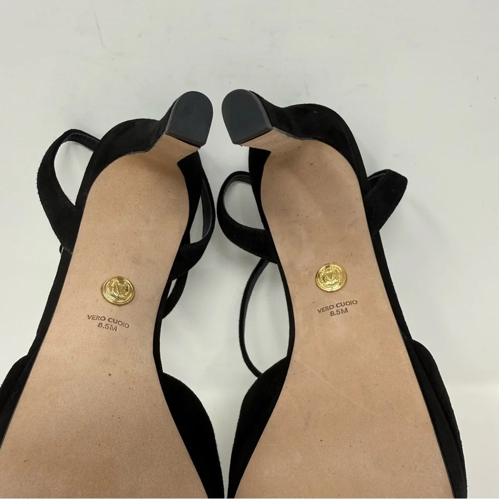 New Veronica Beard Brianne Sandals Black Suede Sz 8.5